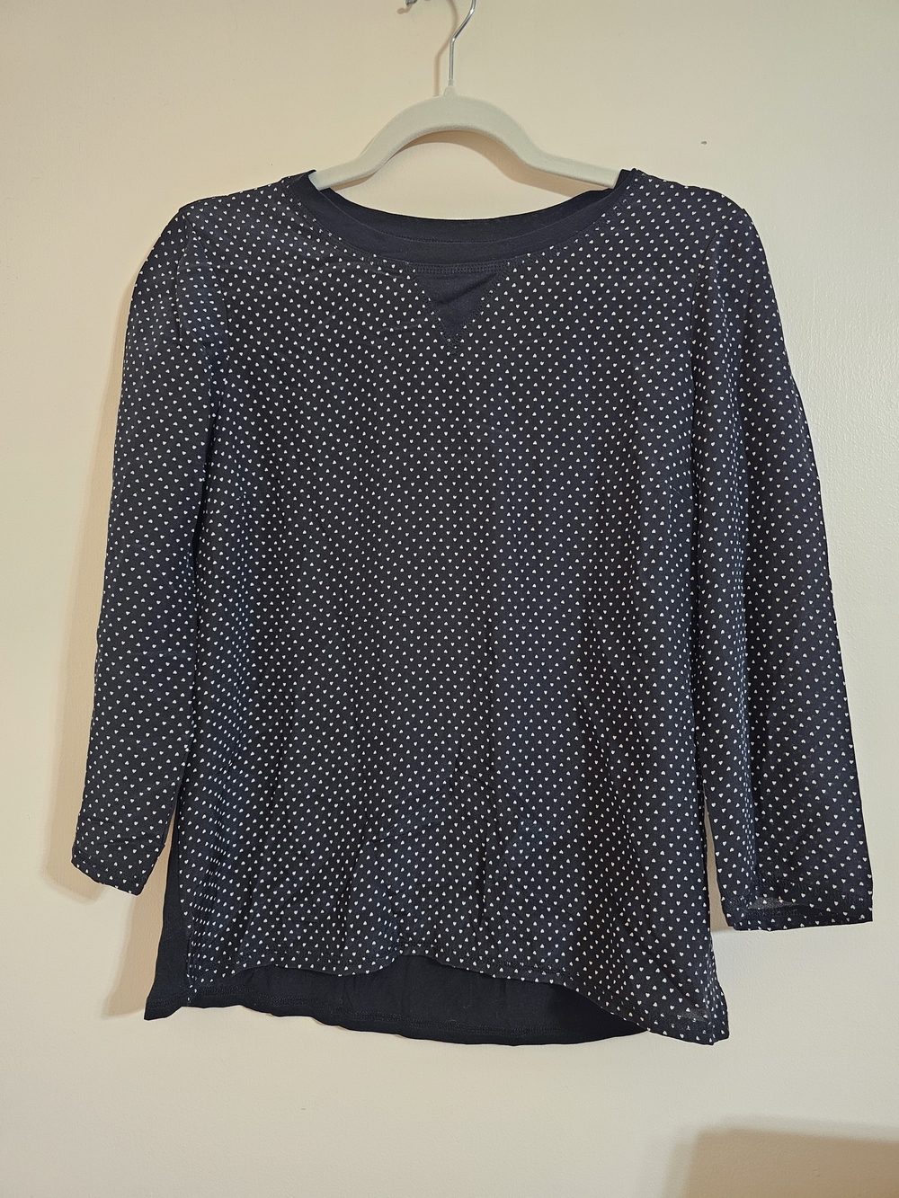 Madewell Small Heart Polka Dot Long Sleeve Top 100% Silk